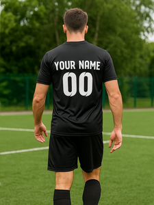 أطقم ملابس رياضية لكرة القدم برقبة على شكل V قابلة للتخصيص بالاسم والرقم والشعار من بوليستر 100%، مطبوعة بتقنية النقل الحراري، مسامية وسريعة الجفاف، خدمة OEM - Product Image 3