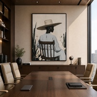 Elegant zwart vrouwenportret wanddecoratie met matzwart aluminium frame voor kantoor, lobby, hotel, slaapkamer, appartement