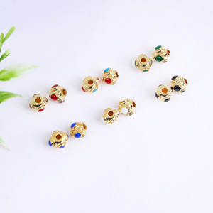 Traditional Gold Inlaid Imitation Turquoise <b>Spacer</b> Beads 6.8x6.8x2mm Mosaic Alloy Jewelry Findings For DIY Bracelet Necklace - Product Image 4