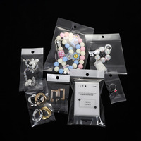 Bolsas Autoadhesivas OPP Transparentes, Bolsas Adhesivas para Joyería con Orificios para Colgar, Bolsas Blancas Reforzadas con Cabezal