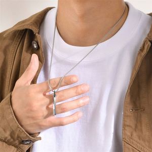 สร้อยคอจี้เกลียวแบบมินิมอล จี้เงินเปล่าสำหรับผู้ชาย - Product Image 3