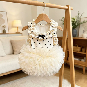 Vestito Tutu a Pois Crema per Animali Domestici, con Volant e Senza Maniche, Gonna da Principessa per Cuccioli, con Fiocco Decorativo, Abbigliamento per <span class=keywords><strong>Cani</strong></span> <span class=keywords><strong>di</strong></span> Piccola Taglia - Product Image 5