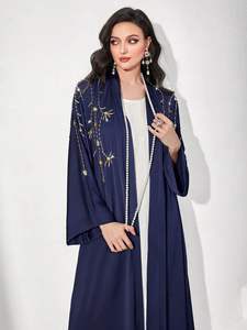 Gaun Abaya Arab Islami Elegan untuk Wanita, Bordir Berkilau Mewah, Cocok untuk Pesta Muslim di Dubai, dengan Hiasan Batu Rhinestone Jahitan Tangan - Product Image 6