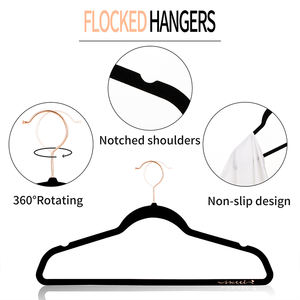 פלסטיק רזה ללא להחליק פלסטיק מקולב קולב קולב מצילים את חליפת מכנסיים קטיפה שחורה מצילת מקום המארגן למלתחה וארון בוטיק - Product Image 3