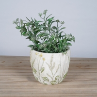 Pot Tanaman Semen Ramah Lingkungan Lianda Ukuran Kecil/Sedang untuk Tanaman Lavender, Desain Minimalis Alami dengan Ukiran Tangan, Kemasan Karton