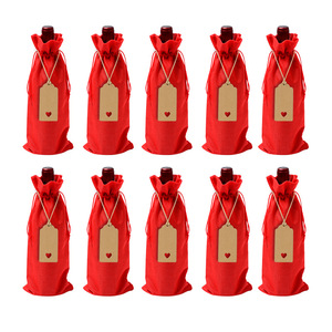 Sacs en toile de jute et lin réutilisables pour bouteilles de vin, avec cordon de serrage, pour cadeaux promotionnels en gros - Product Image 6