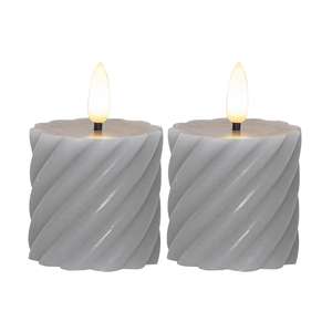 Star Trading LED-Echtwachs-Kerze Flamme Swirl Votive 7,5x5cm Grau 2 Stück - Product Image 1