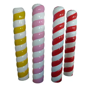 Amusement park decoration life size colorful outdoor and indoor christmas candy cane decoration fiberglass crutch statue