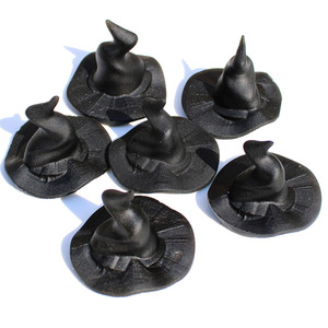 Chapeaux <span class=keywords><strong>de</strong></span> magicien sculptés à la main, noirs naturels en cristal obsidienne, 5 pièces, pour la décoration d'halloween, vente en gros - Product Image 6