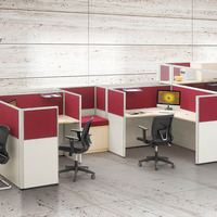 Poste de travail modulaire en bois pour centre d'appels de bureau, 4 à 6 places, mobilier assemblé, cloison de séparation pour personnel de direction