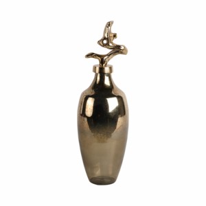 Vaso in vetro con accento scultoreo in metallo a forma di bottiglia per decorazioni casa e ufficio, composizioni floreali - Product Image 4