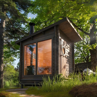 Sauna de Esquina para 4 Personas, Moderna, de Madera Sólida, para Exteriores, de Cedro Rojo, Infrarroja, Ecológica, para Espacios Pequeños