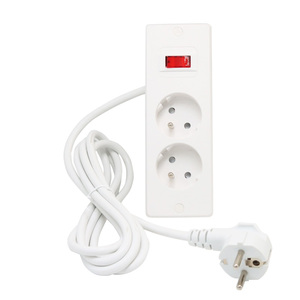 EU tiêu chuẩn Đức Loại 16A điện dải 2 ổ cắm trong hàng phẳng <span class=keywords><strong>Adapter</strong></span> với USB tăng bảo vệ cáp mở rộng - Product Image 1