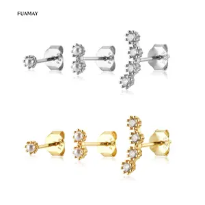FUAMAY Customize 2mm Freshwater Pearl Earrings Studs Woman Ladies Solitary Mini Pearl Earrings Aretes de oro 14k