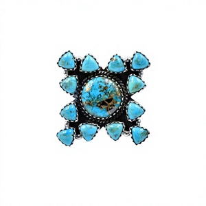 Handmade Blue Copper Mojave Turquoise Sterling Silver <b>Adjustable</b> <b>Ring</b> Natural Gemstone Jewelry for Women Wholesale - Product Image 1