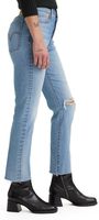 Jean droit taille haute pour femme, coupe skinny, en denim tissé, séchage rapide, uni, Spandex/Coton, délavé, style décontracté, automne