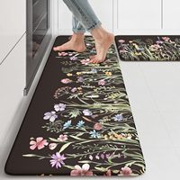 Tapis de cuisine colorés à fleurs, 2 pièces pour le sol, antidérapants, lavables, ensembles de tapis de cuisine multicolores à fleurs, 2 pièces