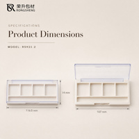 Palette de fards à paupières vide personnalisée à 4 compartiments, étui compact cosmétique en plastique avec couvercle transparent pour marques de beauté