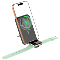Chargeur portable sans fil magnétique C1035 10000mAh avec support pliable et écran LED, 2 ports Type-C, Power Bank