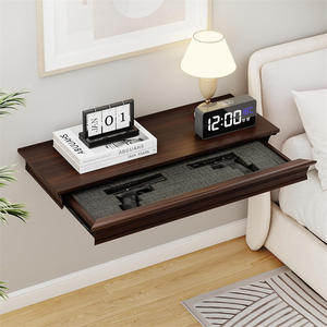 Estante de Almacenamiento Moderno para Dormitorio u Oficina, Estante Flotante de Pared con Compartimento Oculto, Estante de Madera con Cajón Oculto para Armas - Product Image 6