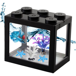 Mini aquarium écologique pour poissons Betta avec éclairage LED USB, aquarium transparent en plastique pour la visualisation au bureau - Product Image 1