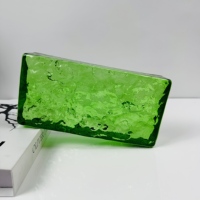 Batu Bata Kaca Kristal Hijau Hutan Solid Modern Berwarna Solid, Dua Sisi, Ukuran 200x100x50mm, untuk Desain Dinding Pembatas Taman