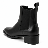 Bottes Chelsea noires en similicuir pour femmes, à talon carré bas, avec élastique latéral, à enfiler, tendance pour les détaillants de boutiques