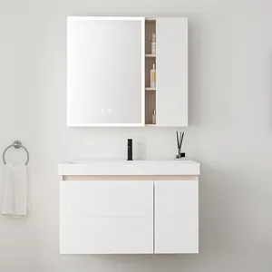 Akıllı LED ayna 80cm banyo mobilyaları lavabo 28 inç duvar asılı banyo vanity