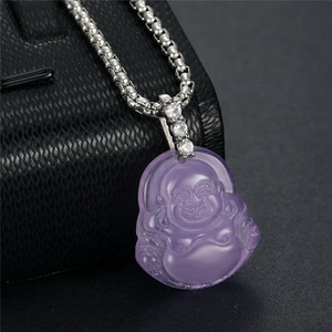 <span class=keywords><strong>Maitreya</strong></span>-collar con broche de circonia cúbica, colgante de joyería de Buda con piedra de jade natural, color negro tallado - Product Image 3