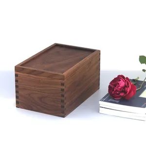 Natural Color Walnut Cup Tea Wood Custom Size Sliding Lid Flower Storage Wooden Packaging Gift Box