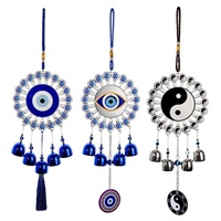 Oeil de démon turc pendentif bleu mauvais œil tenture murale pendentif décor métal vent carillon pour la maison jardin cadeau décoration