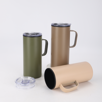Fournisseur direct, prix avantageux pour tasse à sublimation ultra-fine de 670 ml, tasse isotherme, tasse vierge avec intérieur en PP et extérieur en acier inoxydable