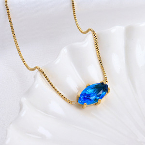 Nuevo diseño <span class=keywords><strong>de</strong></span> piedras preciosas ovaladas encanto collar cumpleaños regalo <span class=keywords><strong>mes</strong></span> joyería 18K chapado en oro personalizado Birthstone colgante collar - Product Image 2