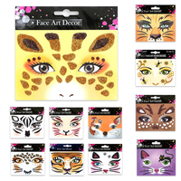 Autocollants visage d'animaux mignons à paillettes pour Halloween, déguisement fantaisie Léopard Tigre Lapin Chat Renard Modèle 456 Nanning Guangxi pour Femmes