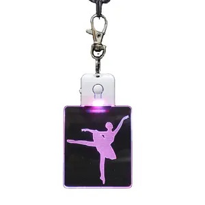 Ballet girl micro light led keyring rgb 7 changeable colors mini torch light led keychain