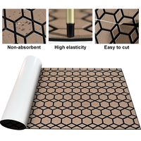 Revêtement de sol marin en mousse EVA KT GuoMei à texture hexagonale diamantée, 94,5 x 43,3 pouces, bicolore marron clair sur noir, feuille entière
