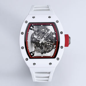Montre de sport luxueuse avec cadran en céramique résistante blanche et bracelet en caoutchouc naturel, idéale pour la natation, la gym et la photographie - Product Image 1