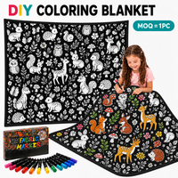 Selimut Mewarnai DIY Polyester dengan 12 24 36 Spidol, Dapat Dicuci, untuk Anak-anak dan Dewasa, MOQ 1PC, Pengiriman Cepat
