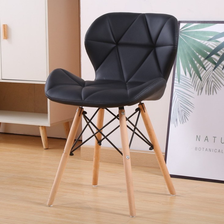 Dining Chair Upholstered PU White Black Nordic Cheap Indoor Home Furniture Wooden Room Modern Restaurant Leather Dining Chair