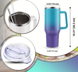 Gobelet isotherme en métal personnalisé de 40 oz, bouteille d'eau de sport pour la salle de sport, gobelet de voyage en acier inoxydable avec poignée - Product Image 3