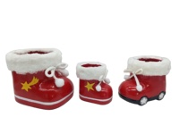 Bottes de Noël rouges en forme de pot de fleurs de Noël en céramique