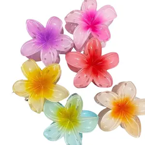 Großhandel Frühjahr Sommer Strandferien neue Hai-Clips schöne Plumeria-Blume Haarkrallen Frauen Hibiskus hawaiianischer Haarclip