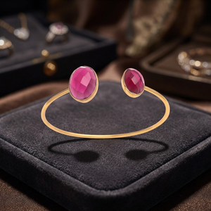 Stainless Steel Handmade Gemstone <b>Earrings</b> 14K Gold Plated Fashion Bangle - Product Image 2