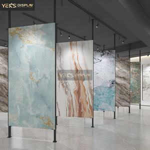 Slatwall Bảng điều khiển gạch Rack hiển thị với móc kim loại-Giải pháp treo tường cho tổ chức hiển thị gạch men và đá - Product Image 1