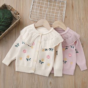 Nouveau cardigan pour filles automne-hiver, pull pour enfants, tricot décontracté, manteau une pièce entièrement brodé, livraison directe - Product Image 1