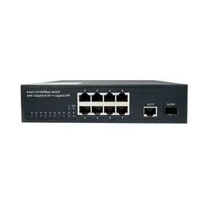 Gigabit network switch or hub 8 port desktop 1 x RJ45 & 1Gb fiber SFP uplink unmanaged Ethernet switch