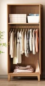 Armoire scandinave en bois massif avec portes battantes, meuble de chambre moderne autoportant - Product Image 6