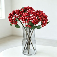 Bouquet de fleurs artificielles de Noël aux baies porte-bonheur, fait main en matériau bulle, haut de gamme, aspect réaliste, accents floraux pour mariage