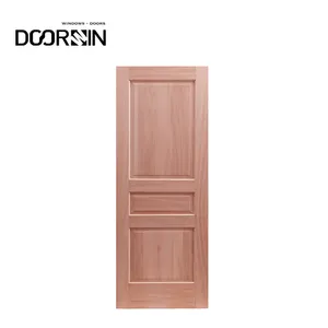 Manufacturers Customized Solid Africa Mahogany 3 Panel Design Solid Wood Interior Door