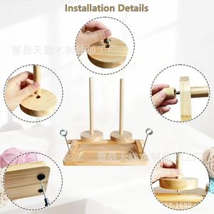 Wooden yarn <b>rack</b>, double-axis <b>rotatable</b> desktop knitting tool <b>storage</b> tray, solid wood yarn ball <b>rack</b> - Product Image 2